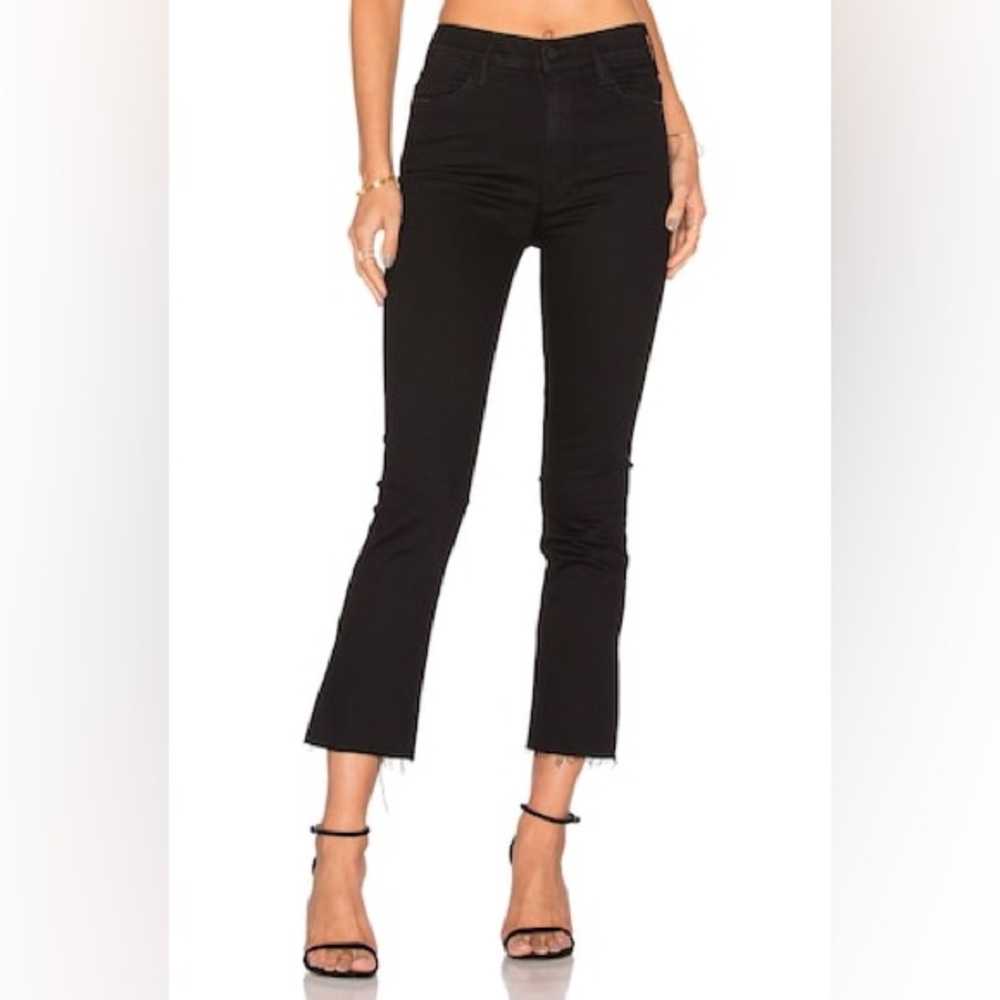 MOTHER- Mid Rise Insider Crop Step Fray Black Not Guilty Ankle Jeans Size 25